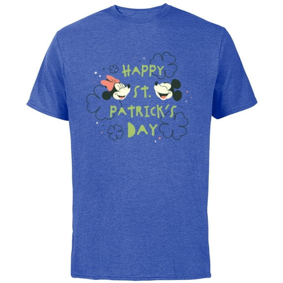 Disney Mickey & Minnie Mouse Clovers Happy St Patrick’s Day - Short Sleeve Cotton T-Shirt for Adults - Customized-Royal Heather