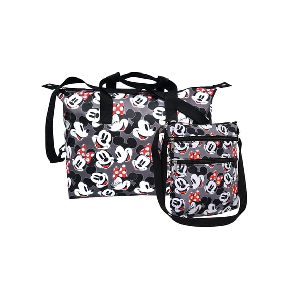 Disney Mickey & Minnie Mouse Duffel & Passport Bag Travel Set Weekender
