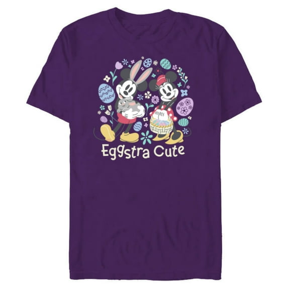 Disney Mickey & Minnie Mouse Easter Eggs Spring Eggstra Cute - Short Sleeve Blended T-Shirt for Adults - Customized-Purple
