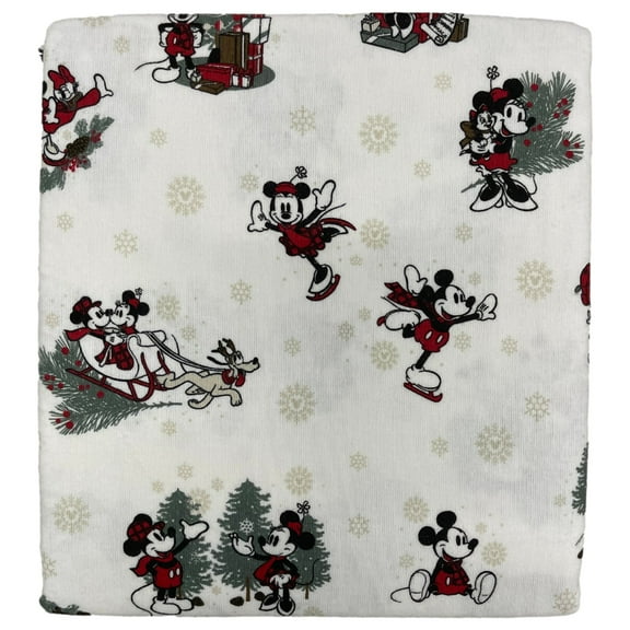 Disney Mickey & Minnie Mouse Flannel Sheet Set, Twin Bed Christmas Sheets