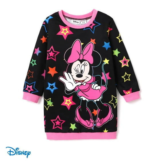 Disney Mickey Minnie Mouse Girls Dresses Black Graphic Ugly Sweatshirts Dresses Outfits Sizes 2-6
