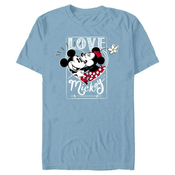 Disney Mickey & Minnie Mouse Love Mickey… Valentine’s Day - Short Sleeve Blended T-Shirt for Adults - Customized-Ocean Blue