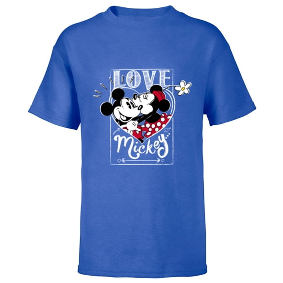 Disney Mickey & Minnie Mouse Love Mickey… Valentine’s Day - Short Sleeve T-Shirt for Kids - Customized-Royal