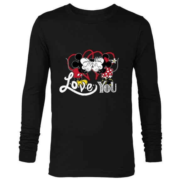 Disney Mickey & Minnie Mouse Love You Secret Valentine’s Day - Long Sleeve T-Shirt for Men - Customized-Black