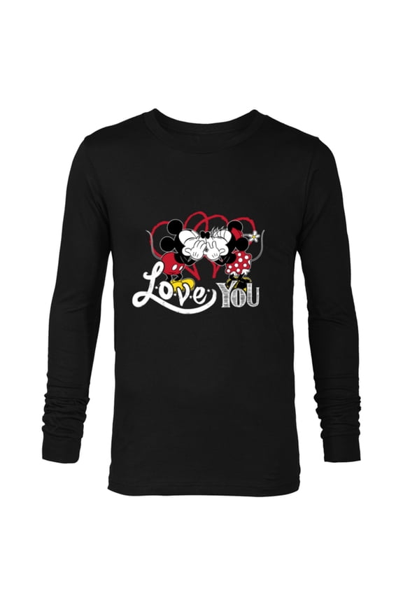 Mickey & Minnie Mouse Love You Secret Valentine’s Day - Long Sleeve T-Shirt for Men - Customized-Black