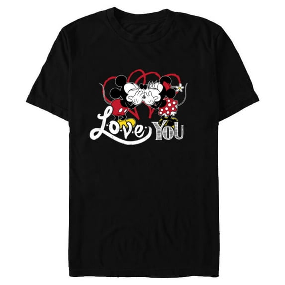 Disney Mickey & Minnie Mouse Love You Secret Valentine’s Day - Short Sleeve Blended T-Shirt for Adults - Customized-Black