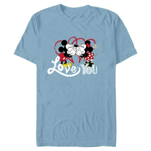 Disney Mickey & Minnie Mouse Love You Secret Valentine’s Day - Short Sleeve Blended T-Shirt for Adults - Customized-Ocean Blue