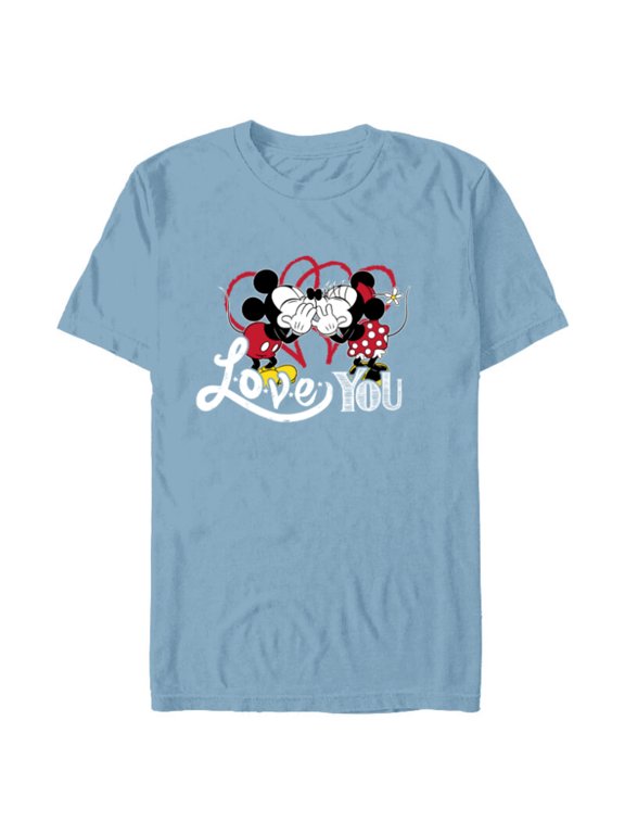 Mickey & Minnie Mouse Love You Secret Valentine’s Day - Short Sleeve Blended T-Shirt for Adults - Customized-Ocean Blue