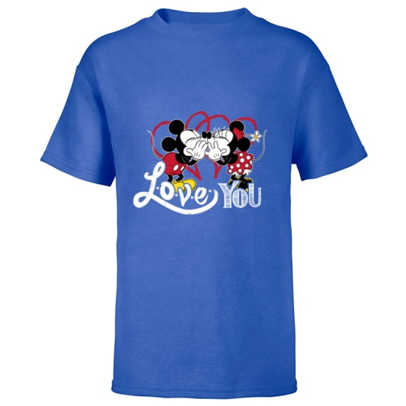Disney Mickey & Minnie Mouse Love You Secret Valentine’s Day - Short Sleeve T-Shirt for Kids - Customized-Royal