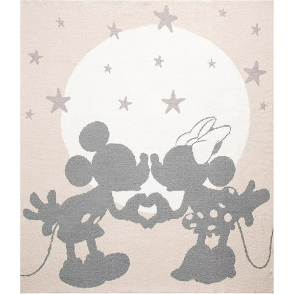 Disney Mickey & Minnie Mouse Love You To The Moon Feather Knit Throw - Soft & Cozy Décor