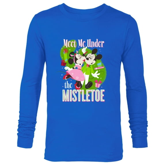 Disney Mickey & Minnie Mouse Meet Me Under The Mistletoe - Long Sleeve T-Shirt for Men - Customized-Navy