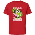 thumbnail image 1 of Disney Mickey & Minnie Mouse Meet Me Under The Mistletoe - Short Sleeve Cotton T-Shirt for Adults - Customized-Red, 1 of 5