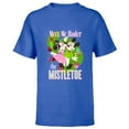 thumbnail image 1 of Disney Mickey & Minnie Mouse Meet Me Under The Mistletoe - Short Sleeve T-Shirt for Kids - Customized-Royal, 1 of 5