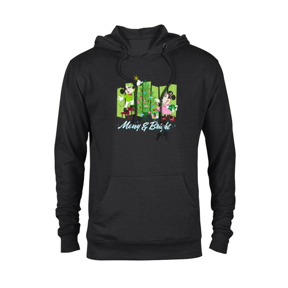 Disney Mickey & Minnie Mouse Merry and Bright Holiday - Pullover Hoodie for Adults - Customized-Black