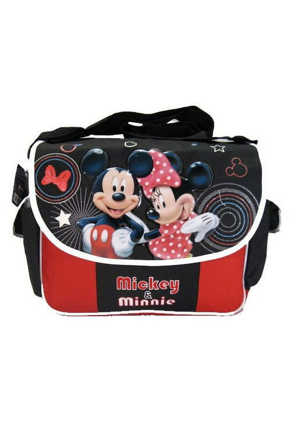 Mickey & Minnie Mouse Messenger Bag- Black & Red
