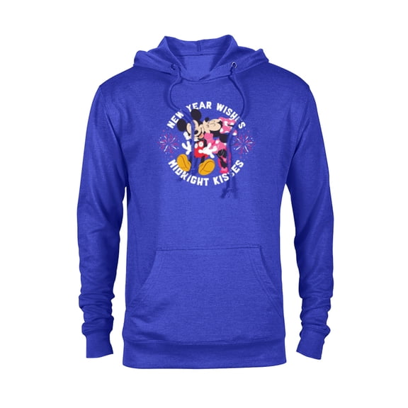 Disney Mickey & Minnie Mouse New Year Wishes Midnight Kisses - Pullover Hoodie for Adults - Customized-Royal