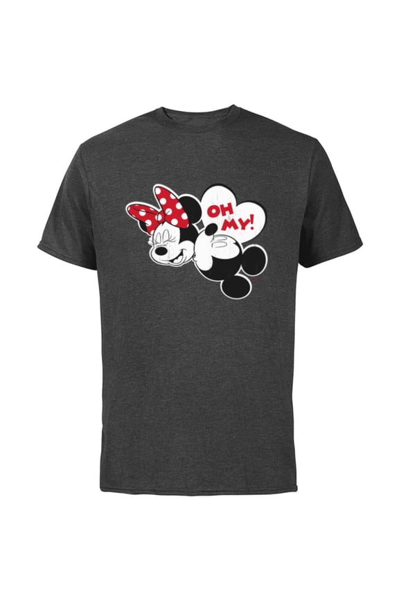 Mickey & Minnie Mouse Oh My! Kiss Valentine’s Day - Short Sleeve Cotton T-Shirt for Adults - Customized-Charcoal
