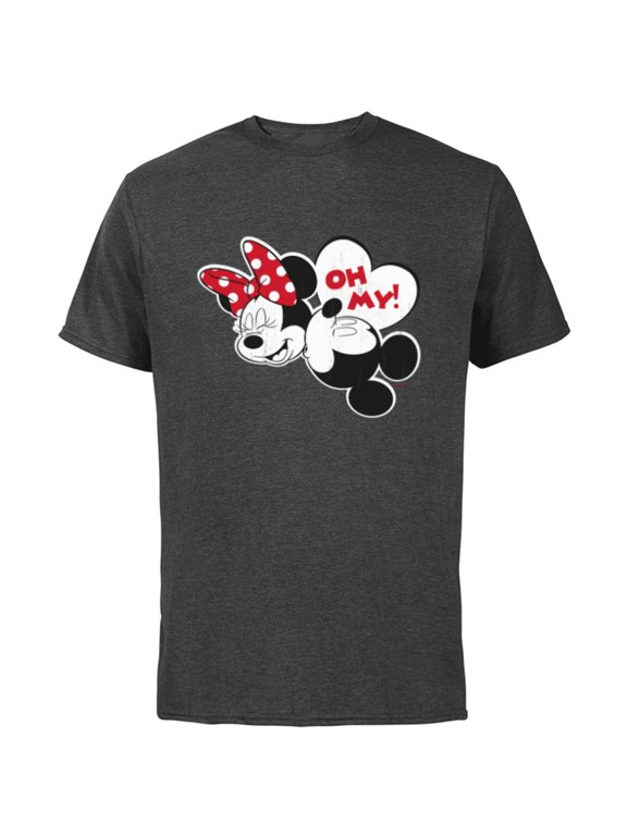 Mickey & Minnie Mouse Oh My! Kiss Valentine’s Day - Short Sleeve Cotton T-Shirt for Adults - Customized-Charcoal