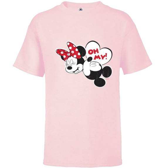 Disney Mickey & Minnie Mouse Oh My! Kiss Valentine’s Day - Short Sleeve T-Shirt for Kids - Customized-Soft Pink