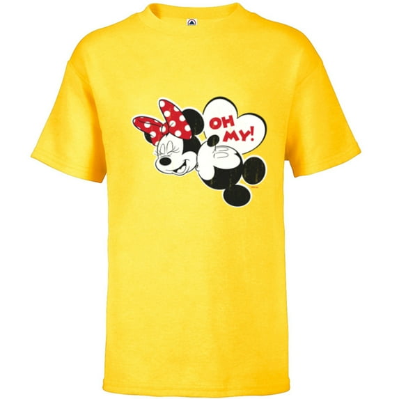 Disney Mickey & Minnie Mouse Oh My! Kiss Valentine’s Day - Short Sleeve T-Shirt for Kids - Customized-Yellow