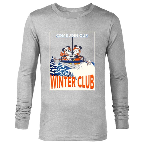 Disney Mickey & Minnie Mouse Skiing Join Our Winter Club Ski - Long Sleeve T-Shirt for Men - Customized-Athletic Heather