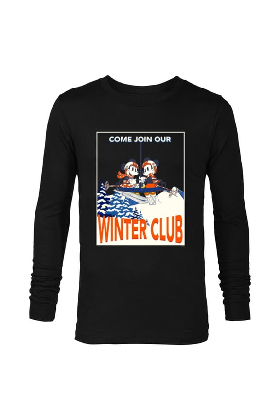 Mickey & Minnie Mouse Skiing Join Our Winter Club Ski - Long Sleeve T-Shirt for Men - Customized-Black