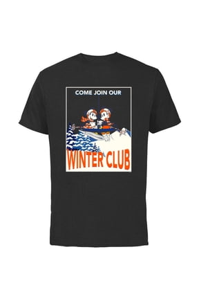 Mickey & Minnie Mouse Skiing Join Our Winter Club Ski - Short Sleeve Cotton T-Shirt for Adults - Customized-Black