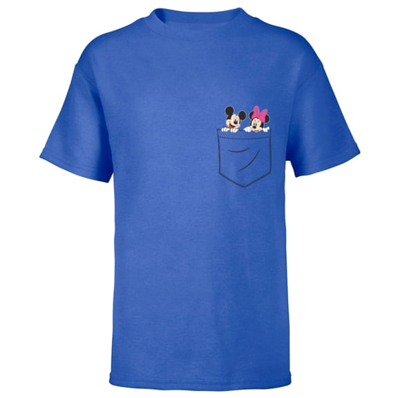 Disney Mickey & Minnie Mouse Small Pocket Couple - Short Sleeve T-Shirt for Kids - Customized-Royal