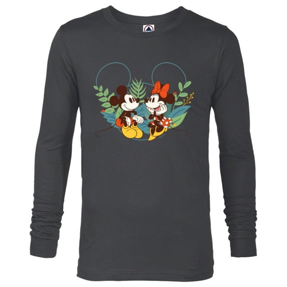 Disney Mickey & Minnie Mouse Spring Chat Botanical Garden - Long Sleeve T-Shirt for Men - Customized-Charcoal Heather