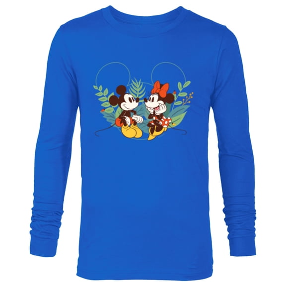 Disney Mickey & Minnie Mouse Spring Chat Botanical Garden - Long Sleeve T-Shirt for Men - Customized-Navy