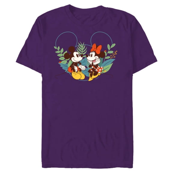 Disney Mickey & Minnie Mouse Spring Chat Botanical Garden - Short Sleeve Blended T-Shirt for Adults - Customized-Purple