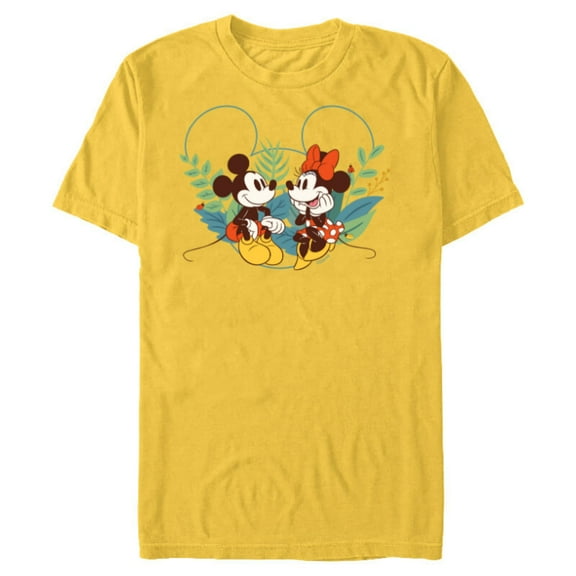 Disney Mickey & Minnie Mouse Spring Chat Botanical Garden - Short Sleeve Blended T-Shirt for Adults - Customized-Yellow