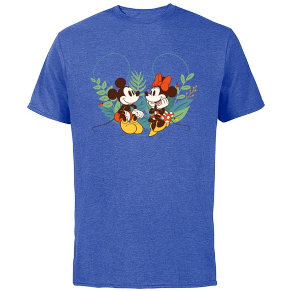 Disney Mickey & Minnie Mouse Spring Chat Botanical Garden - Short Sleeve Cotton T-Shirt for Adults - Customized-Royal Heather