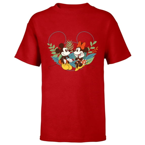 Disney Mickey & Minnie Mouse Spring Chat Botanical Garden - Short Sleeve T-Shirt for Kids - Customized-Red