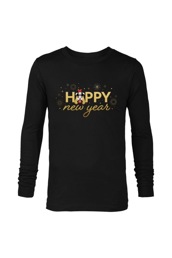 Mickey & Minnie Mouse Sweet Love Happy New Year - Long Sleeve T-Shirt for Men - Customized-Black