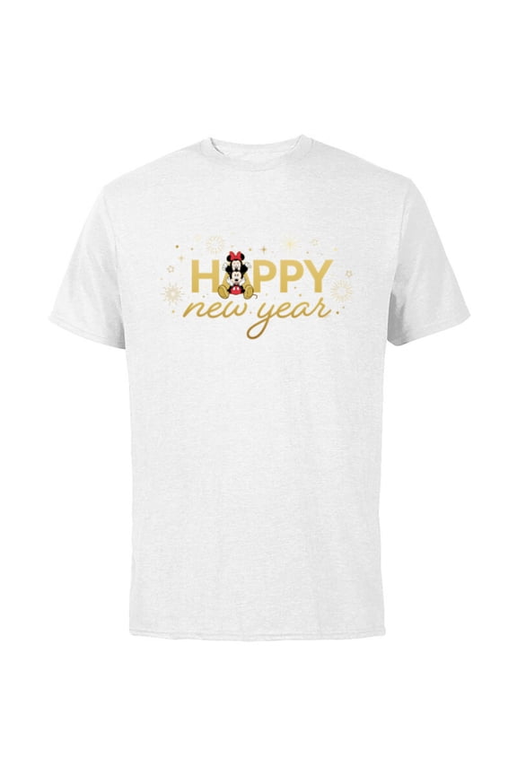 Mickey & Minnie Mouse Sweet Love Happy New Year - Short Sleeve Cotton T-Shirt for Adults - Customized-White