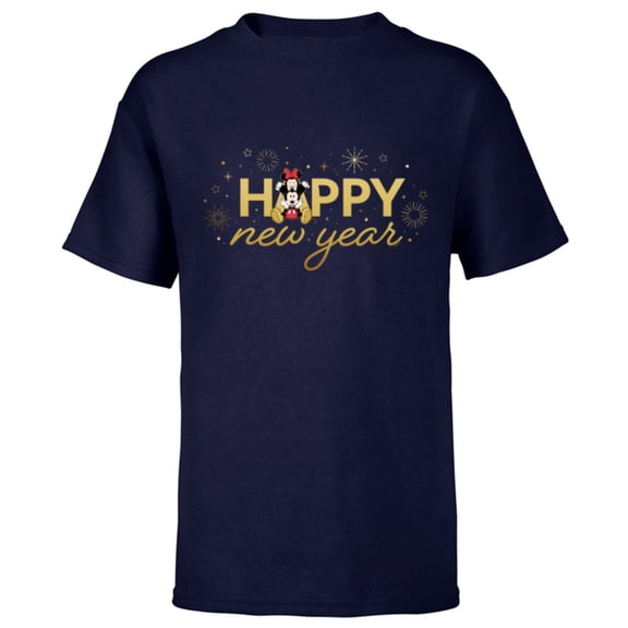Disney Mickey & Minnie Mouse Sweet Love Happy New Year - Short Sleeve T-Shirt for Kids - Customized-Navy