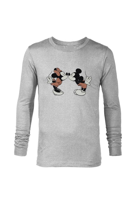 Mickey & Minnie Mouse Sweet Smooch Valentine’s Day - Long Sleeve T-Shirt for Men - Customized-Athletic Heather
