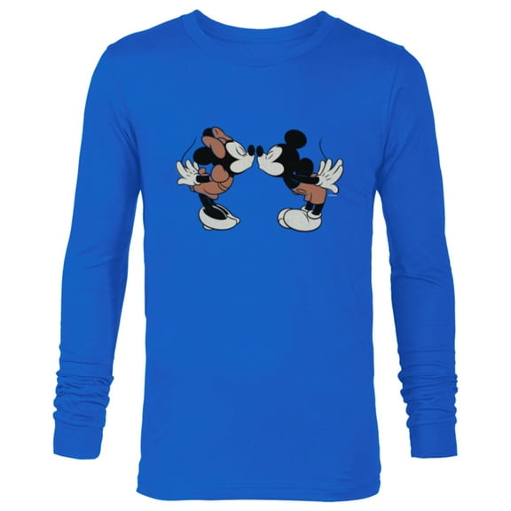 Disney Mickey & Minnie Mouse Sweet Smooch Valentine’s Day - Long Sleeve T-Shirt for Men - Customized-Navy