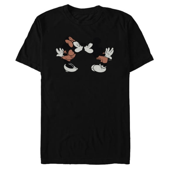 Disney Mickey & Minnie Mouse Sweet Smooch Valentine’s Day - Short Sleeve Blended T-Shirt for Adults - Customized-Black