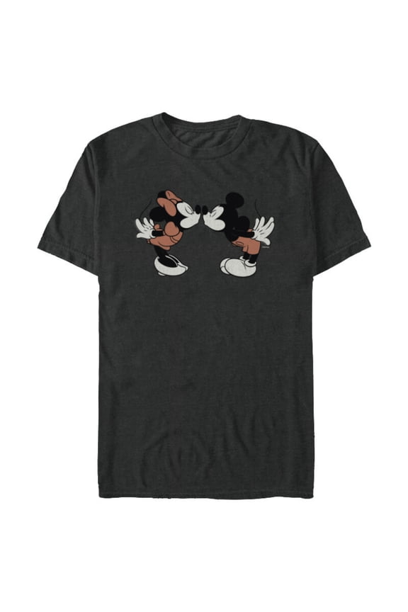 Mickey & Minnie Mouse Sweet Smooch Valentine’s Day - Short Sleeve Blended T-Shirt for Adults - Customized-Dark Heather
