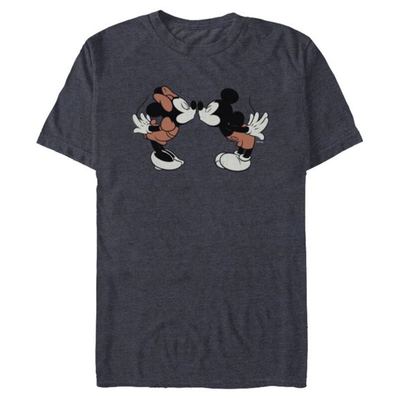 Disney Mickey & Minnie Mouse Sweet Smooch Valentine’s Day - Short Sleeve Blended T-Shirt for Adults - Customized-Navy Heather