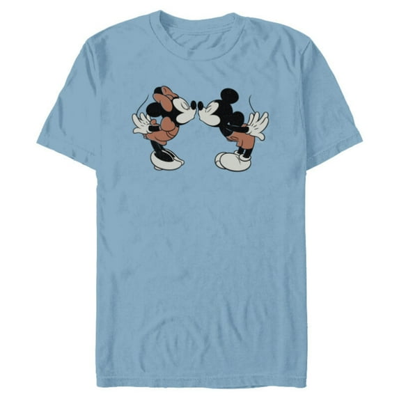 Disney Mickey & Minnie Mouse Sweet Smooch Valentine’s Day - Short Sleeve Blended T-Shirt for Adults - Customized-Ocean Blue