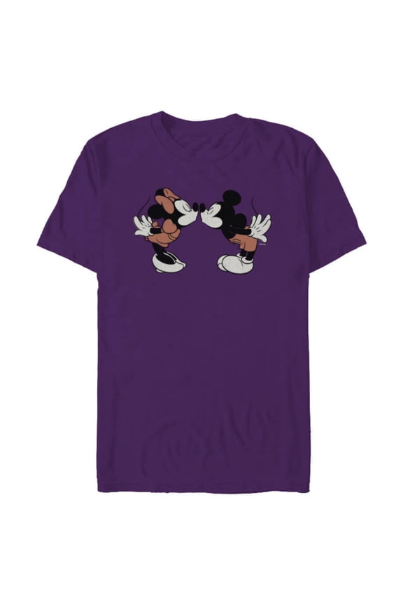 Mickey & Minnie Mouse Sweet Smooch Valentine’s Day - Short Sleeve Blended T-Shirt for Adults - Customized-Purple