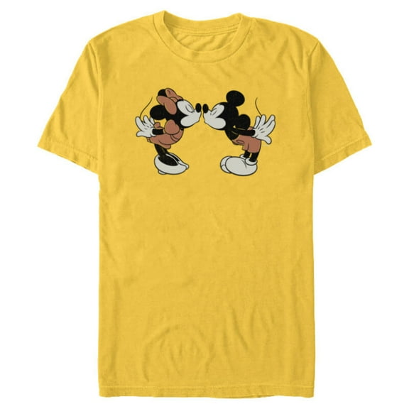Disney Mickey & Minnie Mouse Sweet Smooch Valentine’s Day - Short Sleeve Blended T-Shirt for Adults - Customized-Yellow