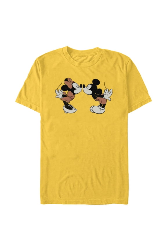 Mickey & Minnie Mouse Sweet Smooch Valentine’s Day - Short Sleeve Blended T-Shirt for Adults - Customized-Yellow