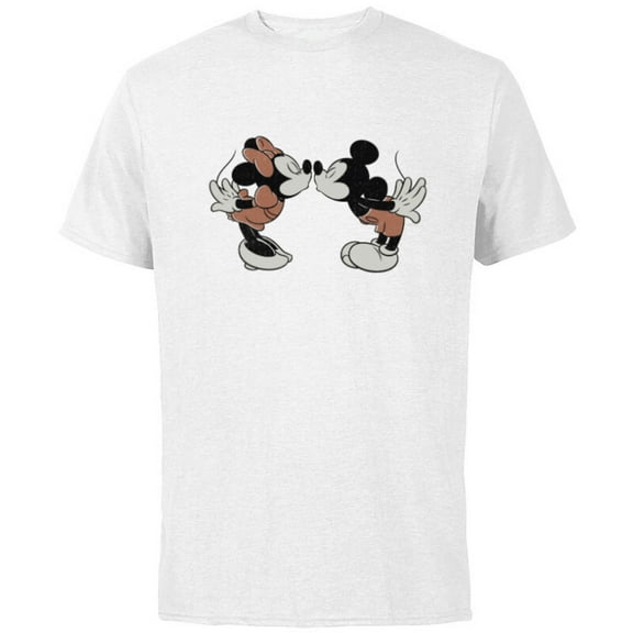 Disney Mickey & Minnie Mouse Sweet Smooch Valentine’s Day - Short Sleeve Cotton T-Shirt for Adults - Customized-White