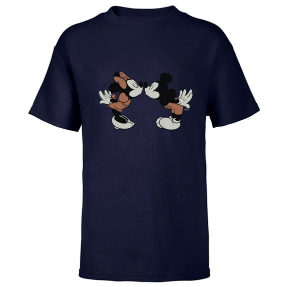 Disney Mickey & Minnie Mouse Sweet Smooch Valentine’s Day - Short Sleeve T-Shirt for Kids - Customized-Navy