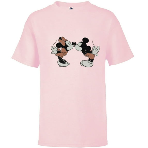 Disney Mickey & Minnie Mouse Sweet Smooch Valentine’s Day - Short Sleeve T-Shirt for Kids - Customized-Soft Pink