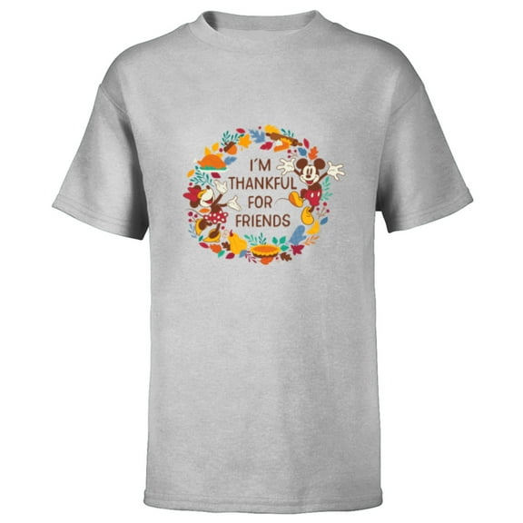 Disney Mickey & Minnie Mouse Thankful for Friends Autumn - Short Sleeve T-Shirt for Kids - Customized-Athletic Heather